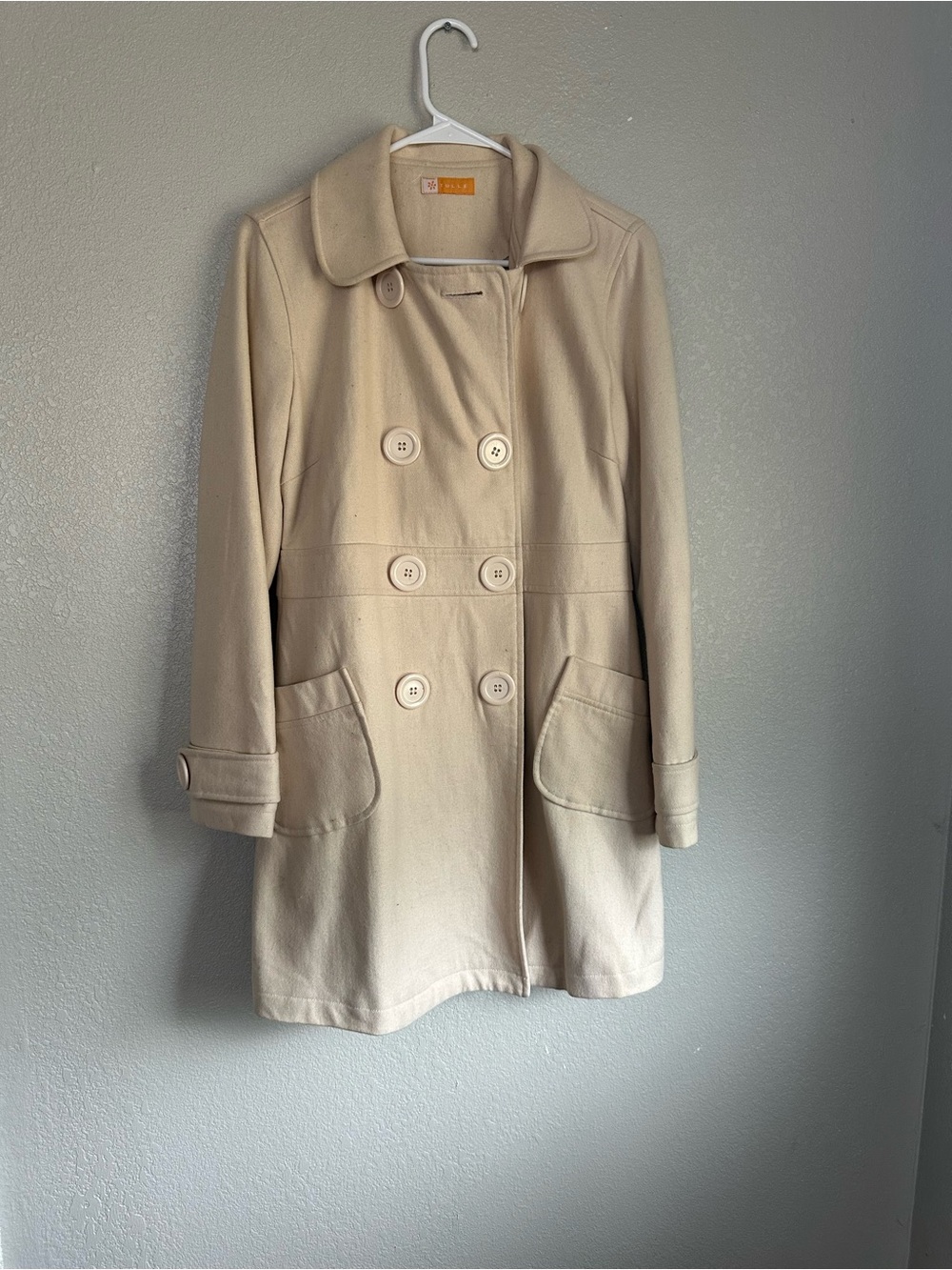 Anthropologie Tulle Cream Wool Blend Peacoat